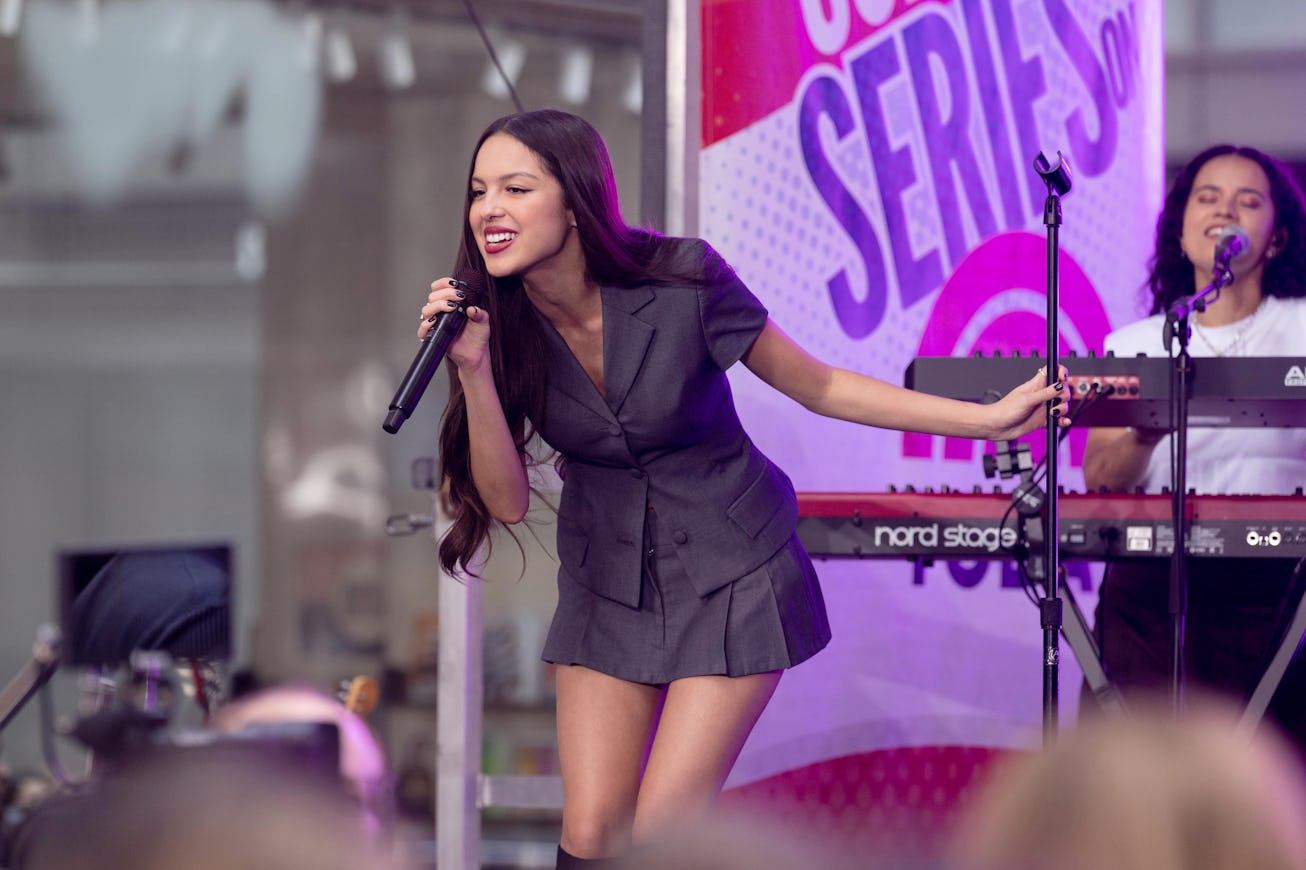 Olivia Rodrigo singing. Olivia was the top baby girl name in 2023, the latest data from the Social S...