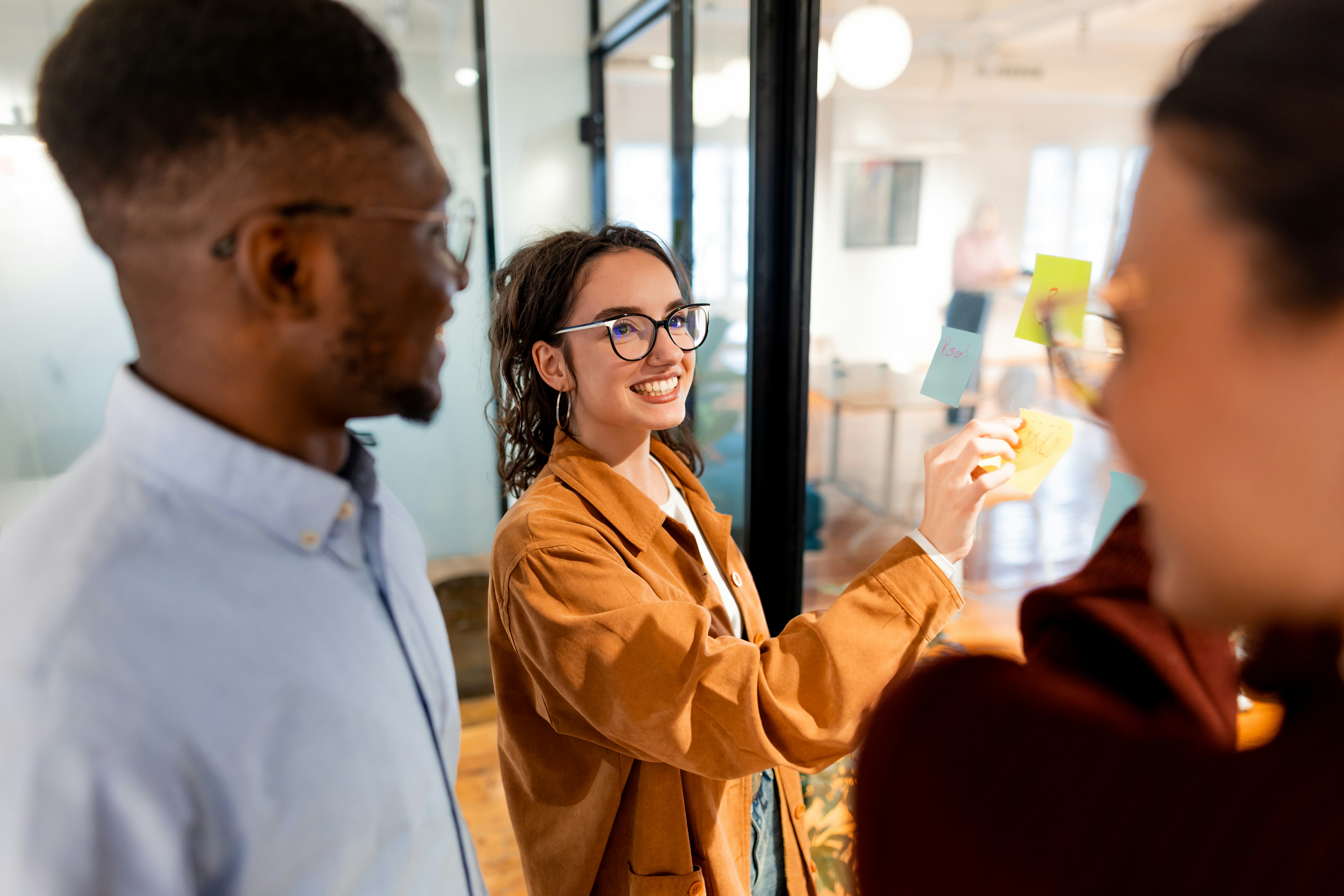 Woman at work solving problem