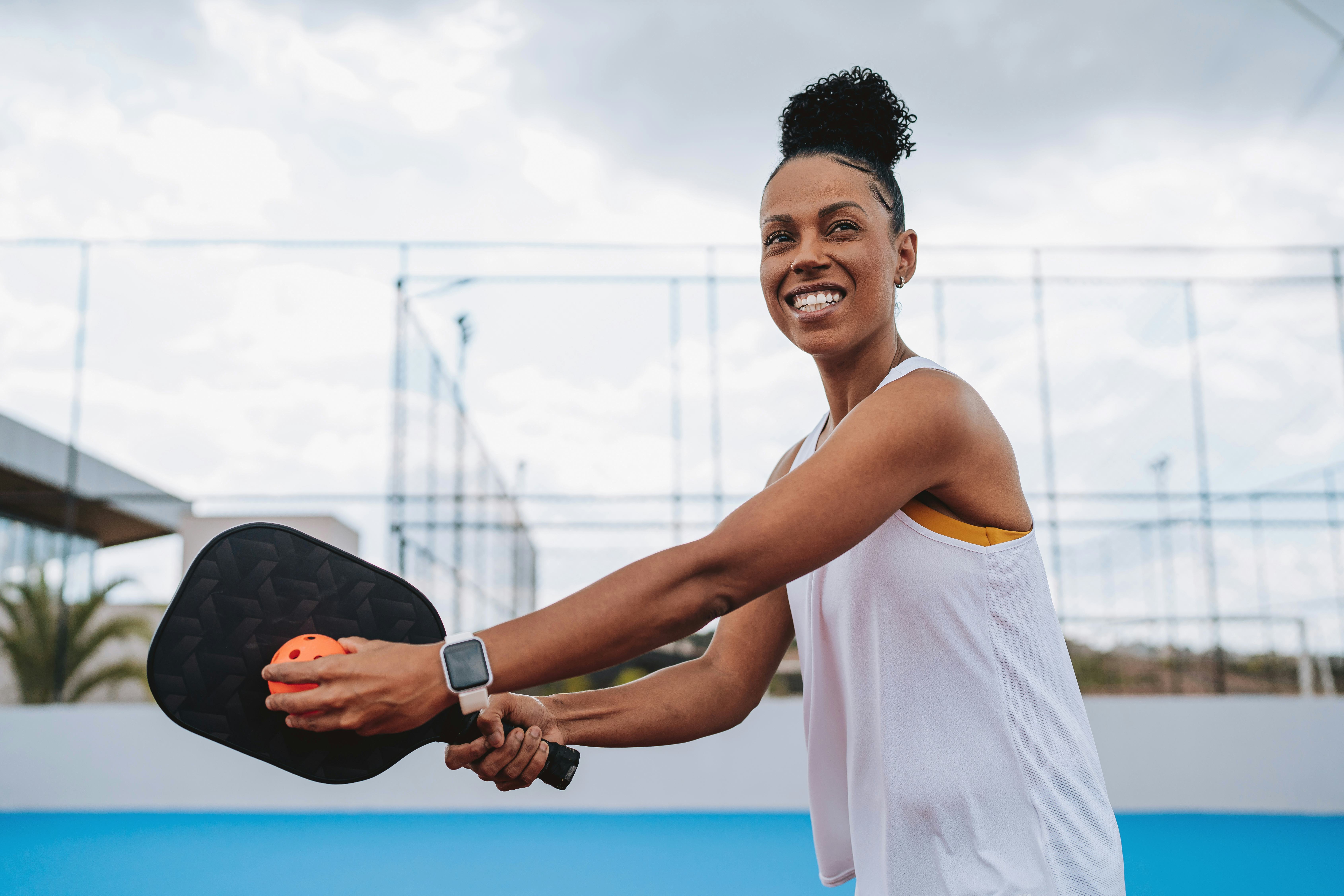 Portrait of a woman playing pickleball