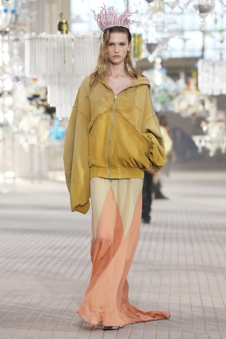 MILAN, ITALY - SEPTEMBER 21: A model walks the runway at the The Attico fashion show during the Mila...