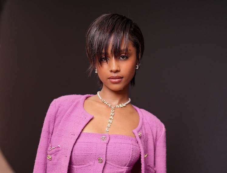 Tyla at the Chanel Fall RTW 2025 fashion show as part of Paris Fashion Week on March 11, 2025 in Par...