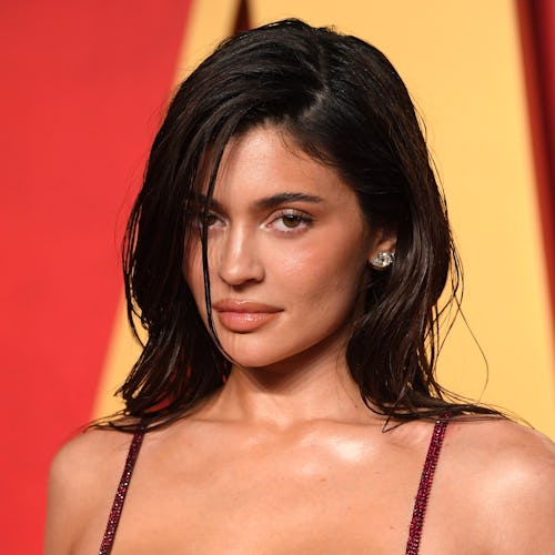 Kylie Jenner wore a latex bodysuit for her latest Khy campaign.