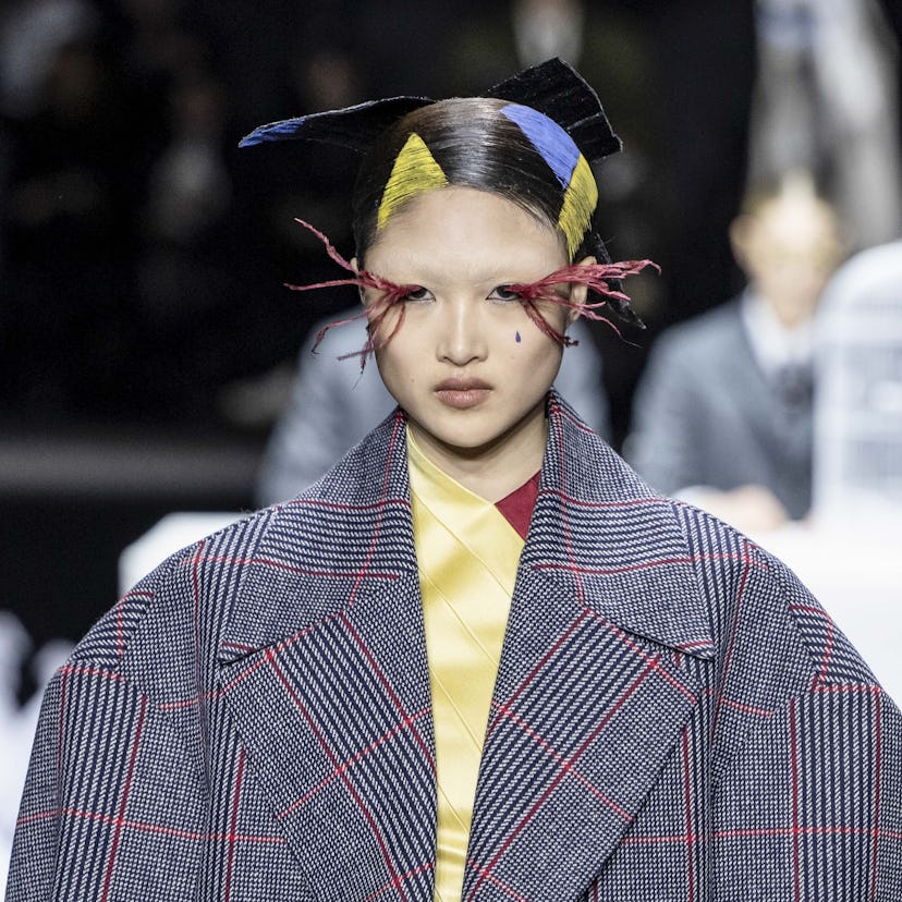 NEW YORK, USA - FEBRUARY 11: A model walks the runway during the Thom Browne Ready to Wear Fall/Wint...