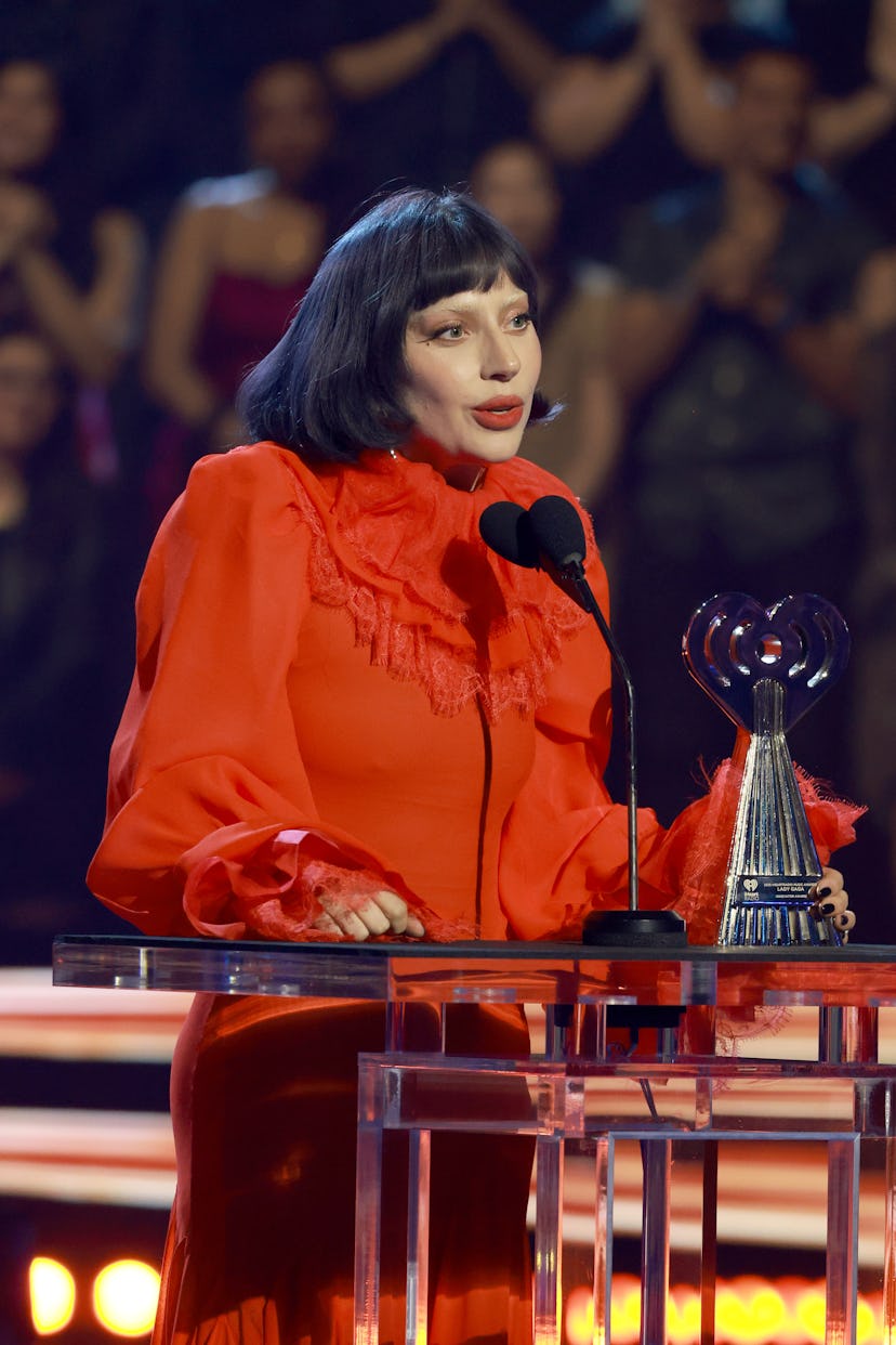 Lady Gaga accepts the Innovator Award onstage at the 2025 iHeartRadio Music Awards at Dolby Theatre ...