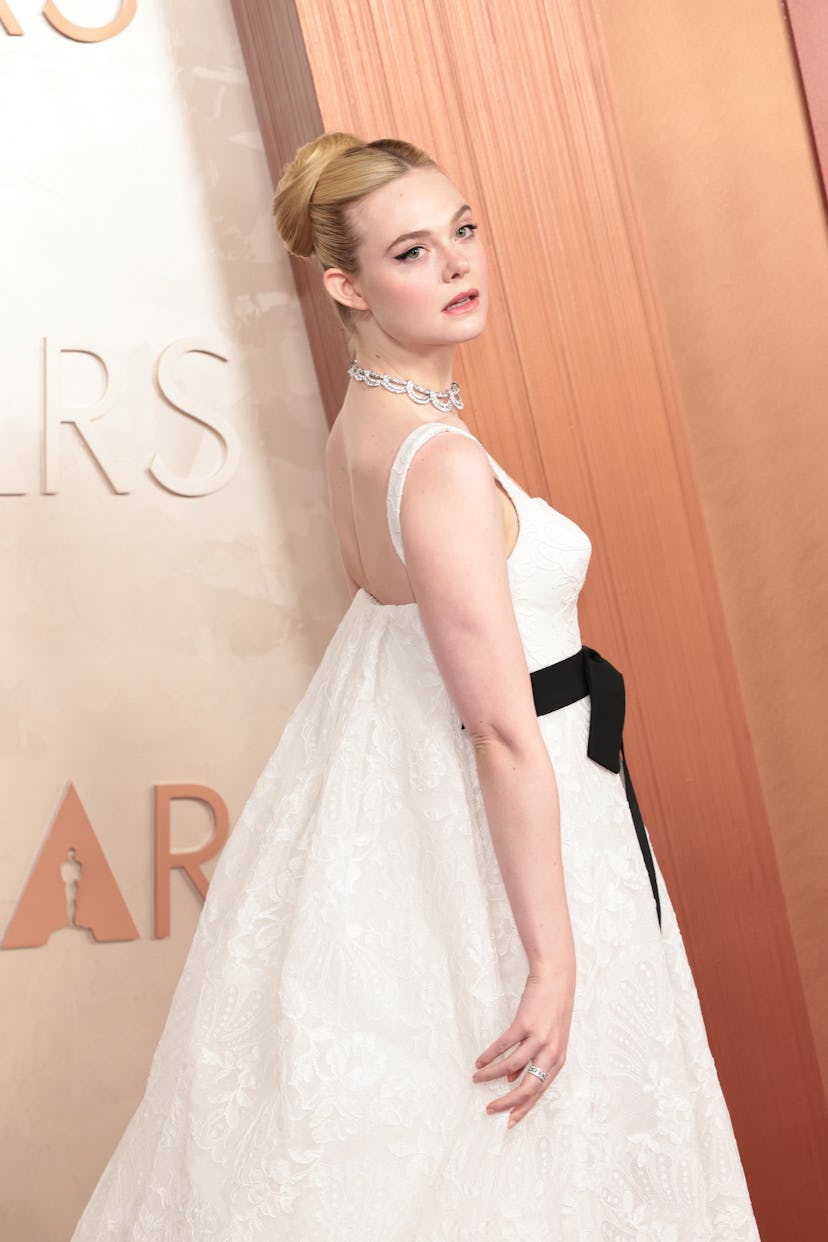 HOLLYWOOD, CALIFORNIA - MARCH 02: Elle Fanning attends the 97th Annual Oscars at Dolby Theatre on Ma...