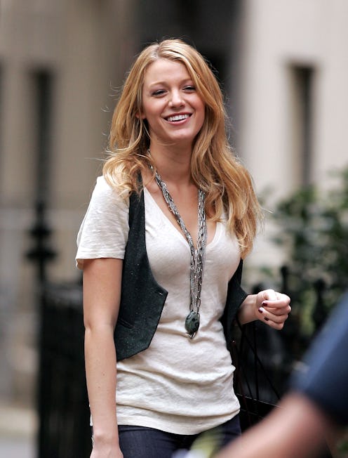 Blake Lively is seen on location for "Gossip Girl" August 11, 2008 in the Brooklyn borough of New Yo...