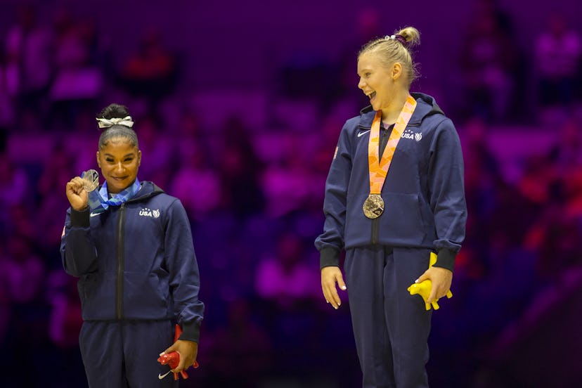 Gymnasts Jade Carey and Jordan Chiles don’t let the competition get in the way of their friendship.