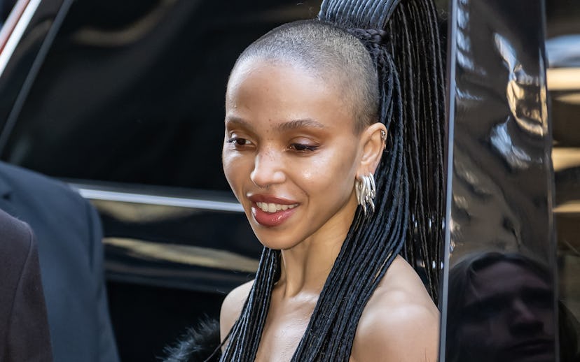 NEW YORK, NEW YORK - FEBRUARY 07: FKA twigs is seen arriving to the Calvin Klein Collection fashion ...