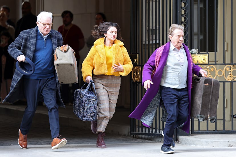 Steve Martin, Martin Short, and Selena Gomez are seen filming ‘Only Murders in the Building’