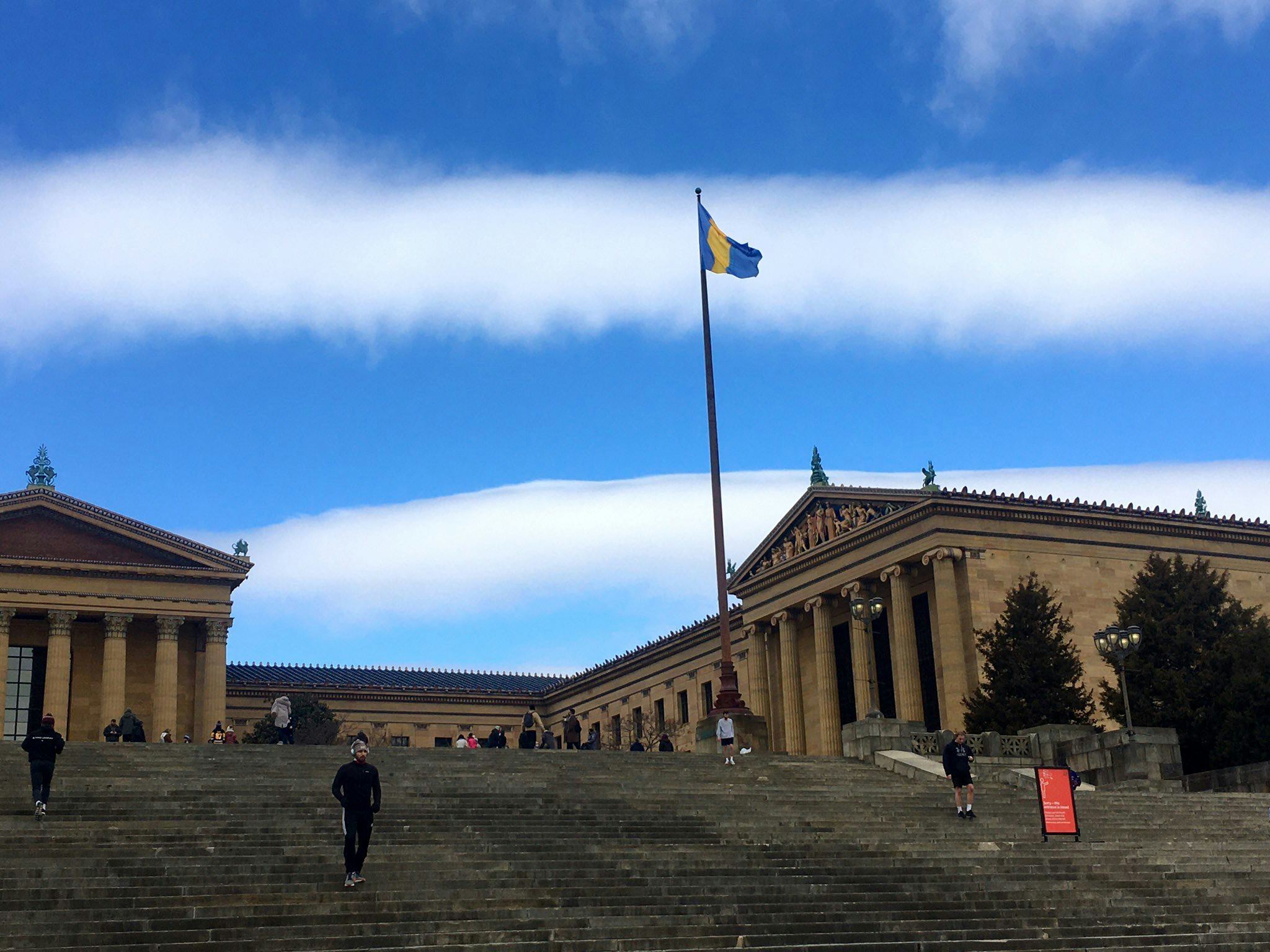 Philadelphia, PA. March, 13 : Altocumulus clouds over the Philadelphia Museum of Art and the &lsquo;Rocky&rsquo;&hellip;
