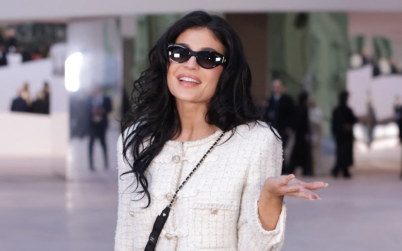 US influencer and entrepreneur Kylie Jenner poses during a photocall ahead of the Chanel Women's Hau...