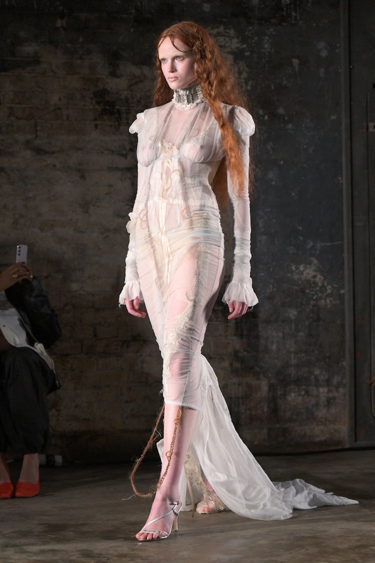 Model on the runway at the Dilara Findikoglu Fall RTW 2025 fashion show as part of London Fashion We...