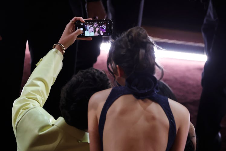 HOLLYWOOD, CALIFORNIA - MARCH 02: (L-R) Timothée Chalamet and Kylie Jenner attend the 97th Annual Os...