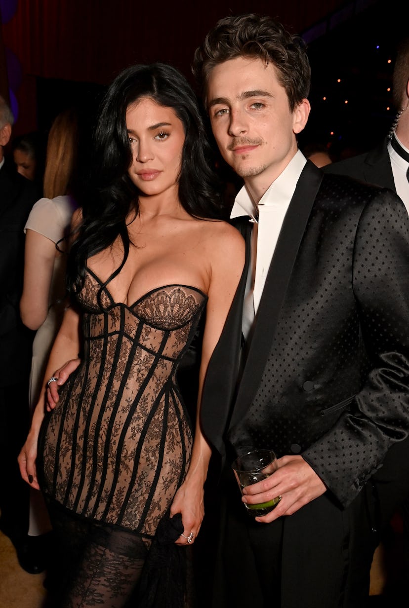 Kylie Jenner and Timothée Chalamet attend the 2025 Vanity Fair Oscar Party Hosted By Radhika Jones a…