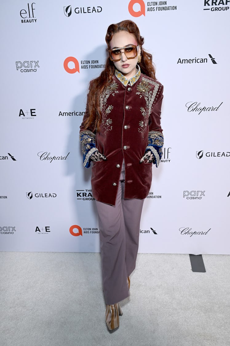 WEST HOLLYWOOD, CALIFORNIA - MARCH 02:  Chappell Roan attends the press conference during Elton John...