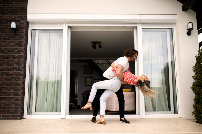 This couple is kissing.