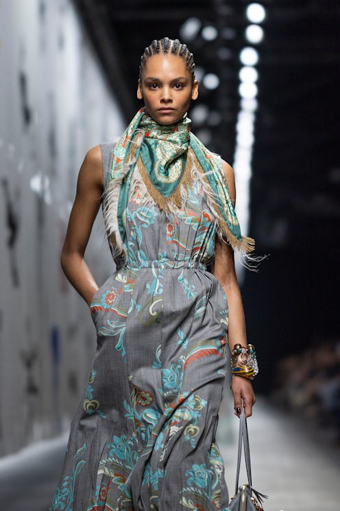 A model walks the runway at the Etro fashion show during the Milan Fashion Week