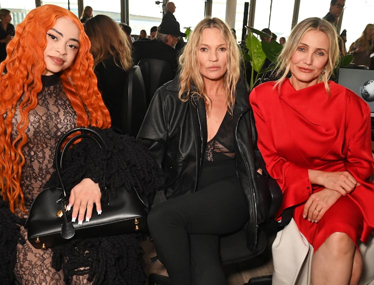 PARIS, FRANCE - MARCH 05: (L to R) Ice Spice, Kate Moss and Cameron Diaz attend the Stella McCartney...