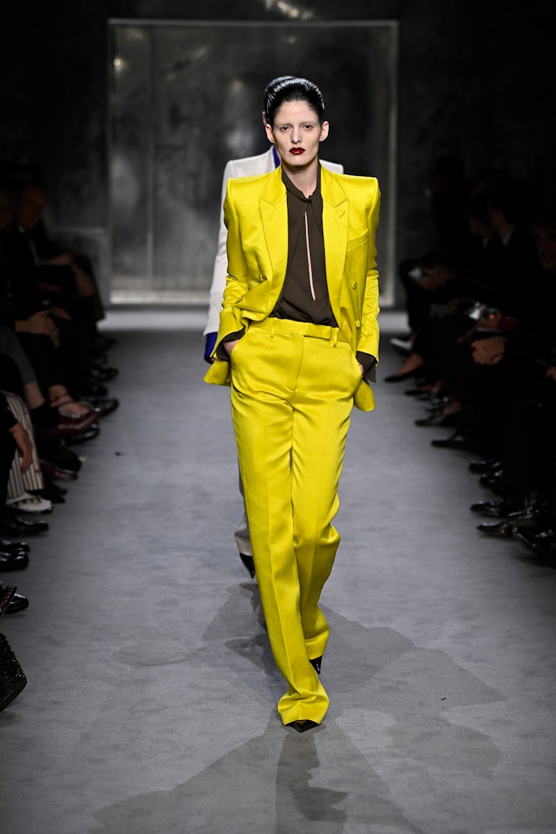 PARIS, FRANCE - MARCH 05: A model walks the runway during the Tom Ford Womenswear Fall/Winter 2025-2...