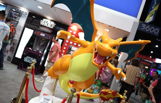 SAN DIEGO, CALIFORNIA - JULY 24: Charizard statue on-display at Preview Night for 2024 Comic-Con In...