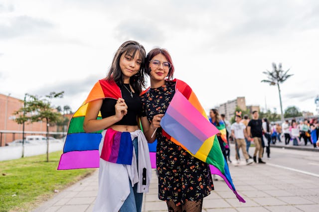 Portrait of LGBT friends on a LGBTQIA pride event