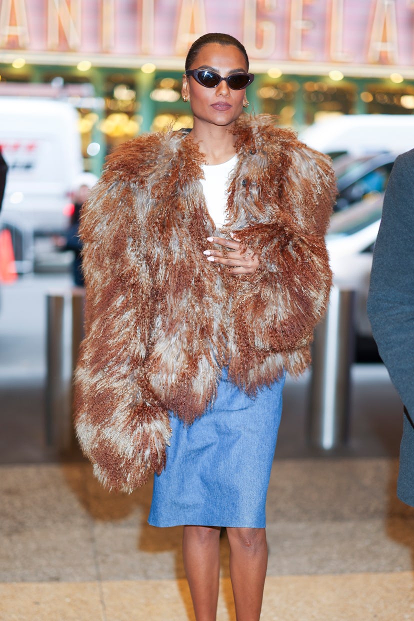 Simone Ashley is seen in Midtown on March 05, 2025 in New York City.