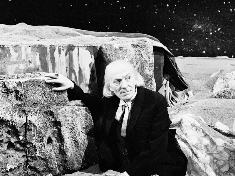 Actor William Hartnell - the first Doctor - pictured during rehearsals at Television Centre - Studio...