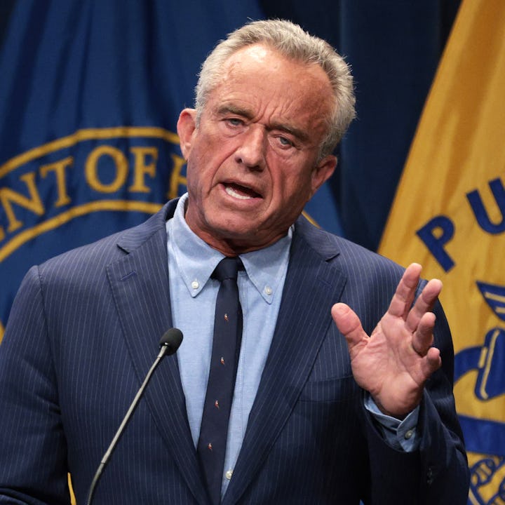 WASHINGTON, DC - APRIL 16: U.S. Secretary of Health and Human Services Robert F. Kennedy Jr. speaks ...