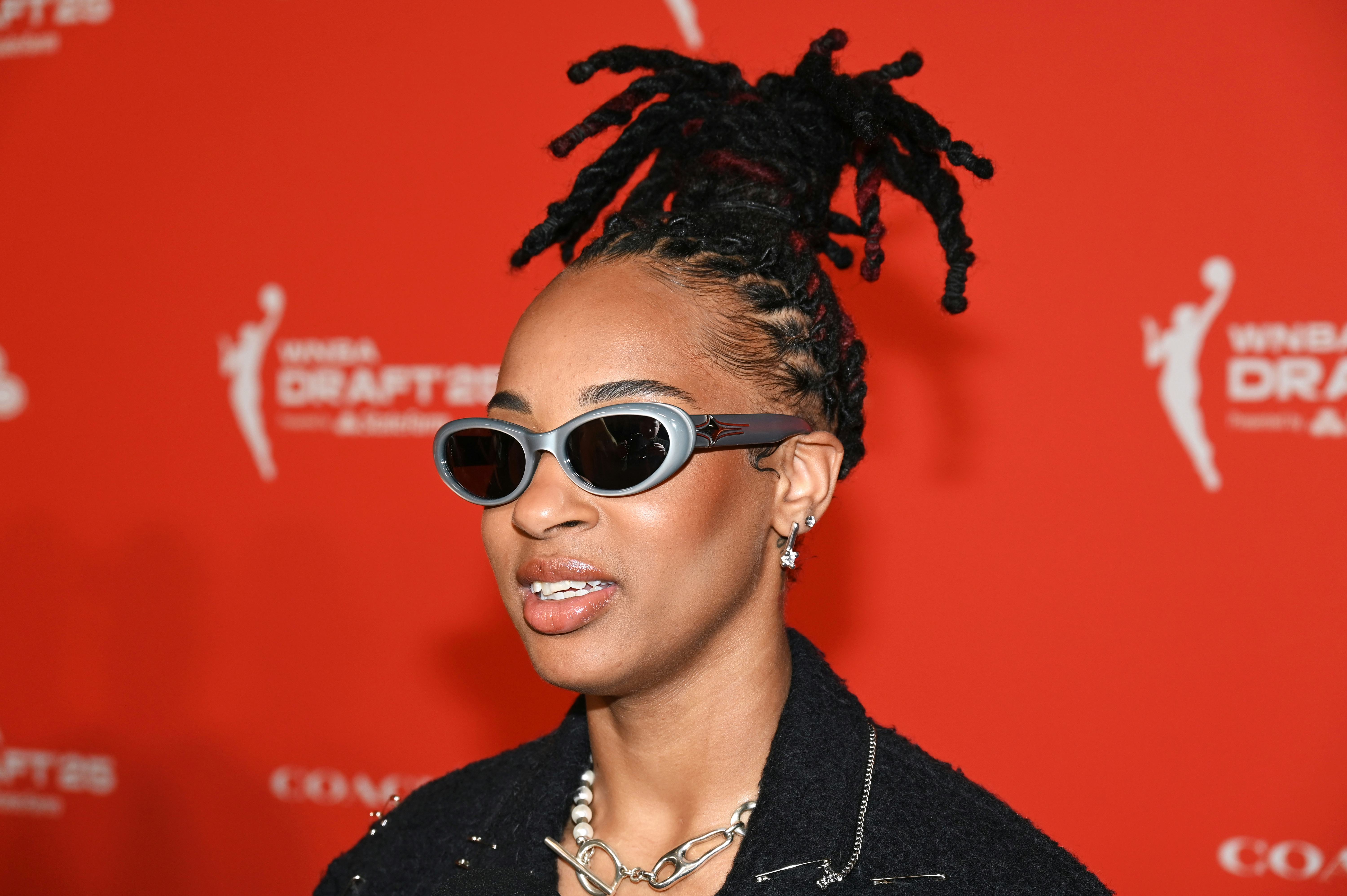 Aziaha James at The WNBA Draft 2025 held at The Shed on April 14, 2025 in New York, New York. (Photo&hellip;