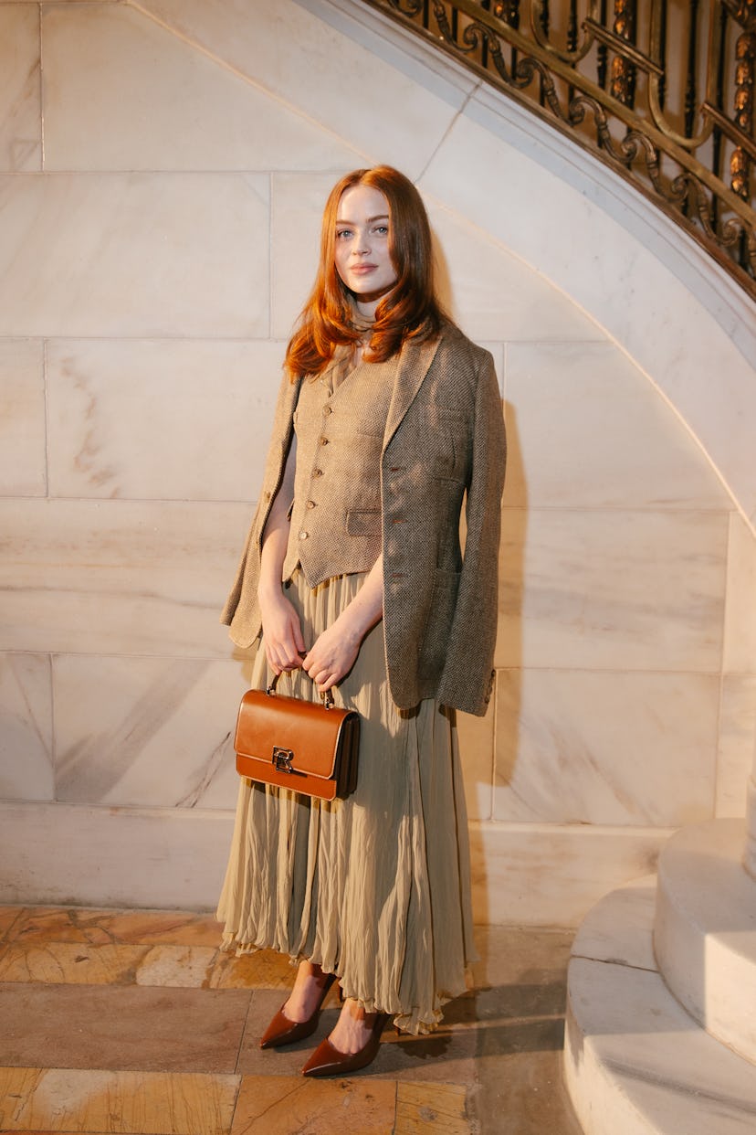 Sadie Sink at the Ralph Lauren Fall RTW 2025 fashion show held at the Jack Shainman Gallery on April…