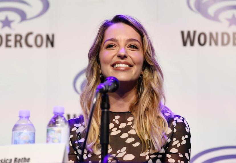 ANAHEIM, CALIFORNIA - MARCH 30: Jessica Rothe speaks at the “Boy Kills World” film panel during 202…