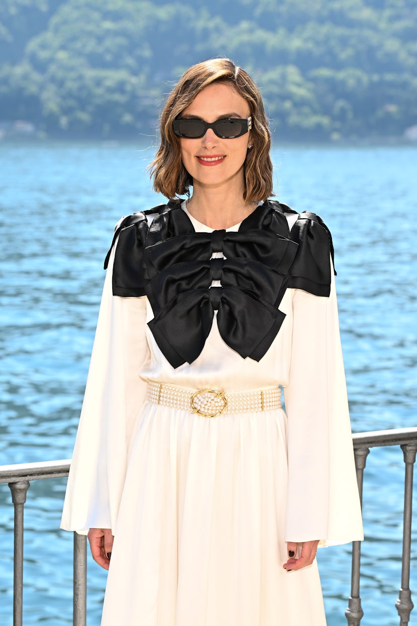 COMO, ITALY - APRIL 29: Keira Knightley attends the Chanel Cruise 2025 fashion show at Villa D'Este ...
