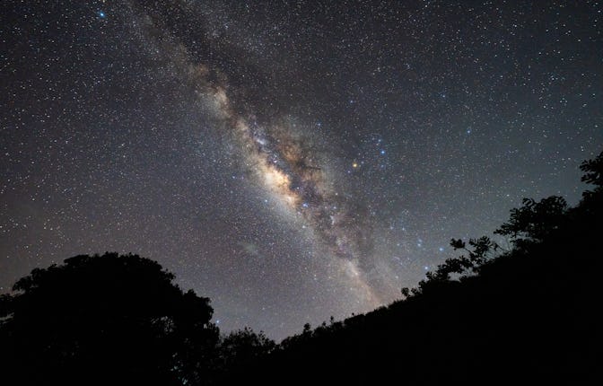 The Milky Way is being seen over the mountain in Ratnapura, Sri Lanka, on April 16, 2024. In April 2...
