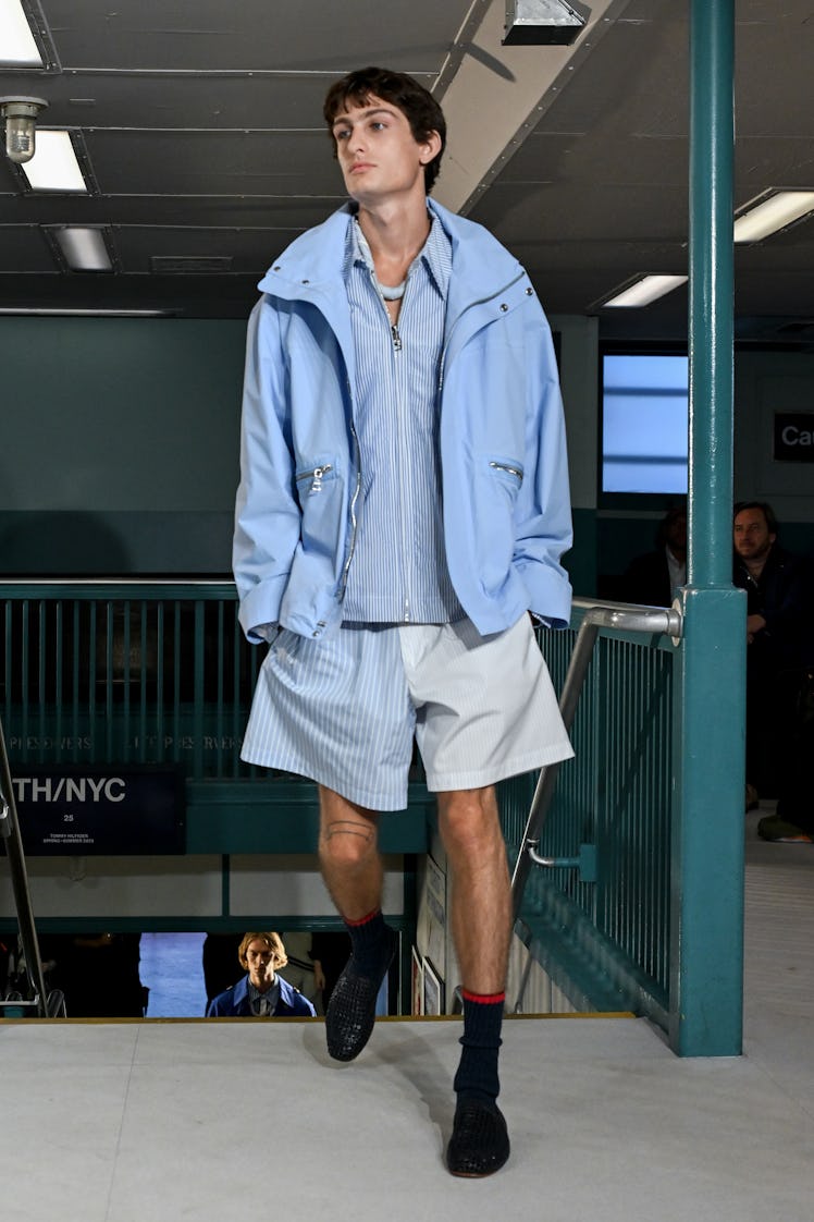 Model on the runway at Tommy Hilfiger RTW Spring 2025 as part of New York Ready to Wear Fashion Week...