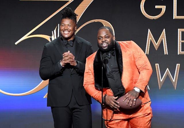 R.K. Russell and Khalen Saunders announce a new LGBTQ+ friendly football camp at the GLAAD Media Awa...