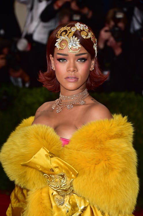 Rihanna bared her cleavage at the 2015 Met Gala.