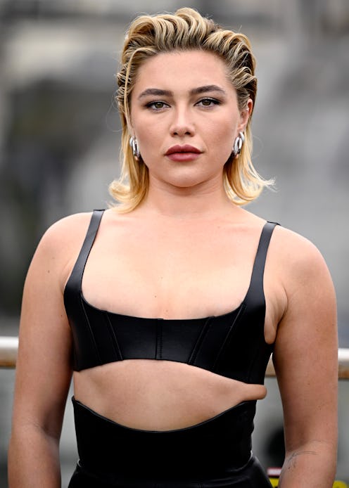 Florence Pugh leather Loewe dress with back cutouts