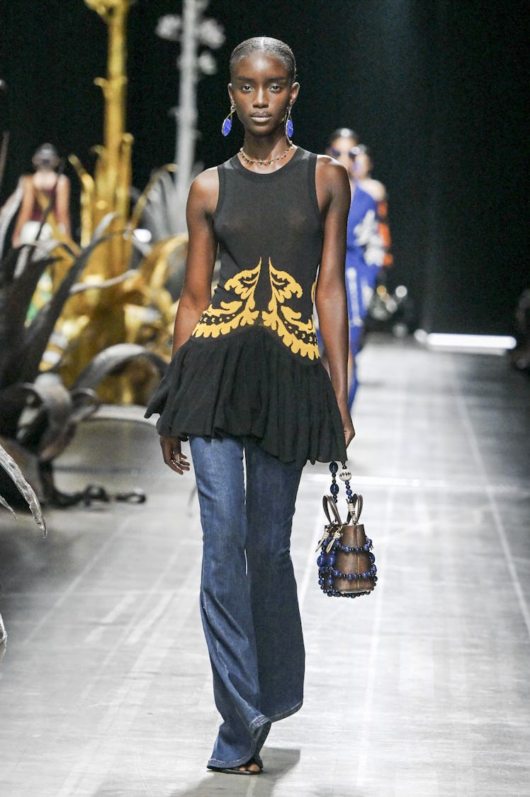 MILAN, ITALY - SEPTEMBER 18: A model walks the runway during the Etro Ready to Wear Spring Summer 20...