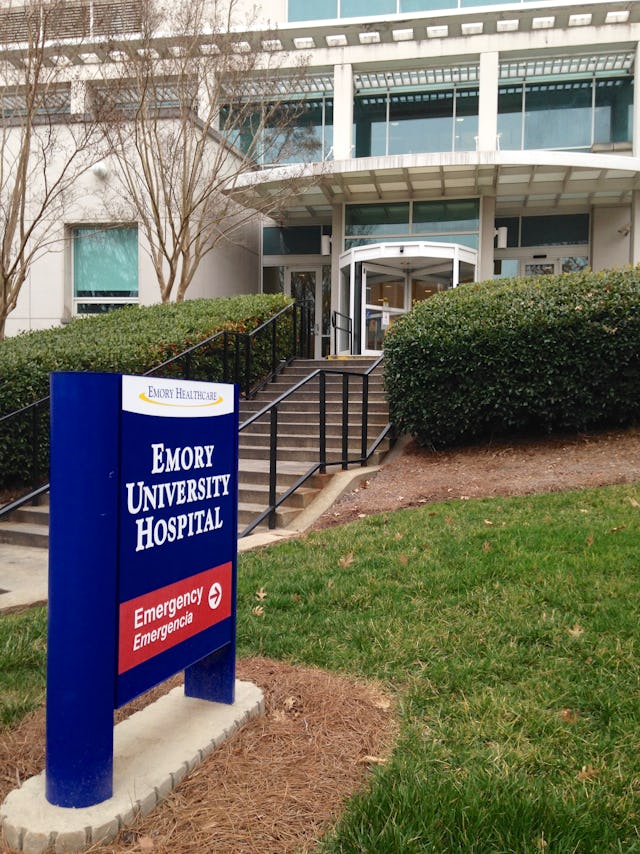 ATLANTA, GA - FEBRUARY 04: Exteriors of Emory University Hospital on February 4, 2015 in Atlanta, G...