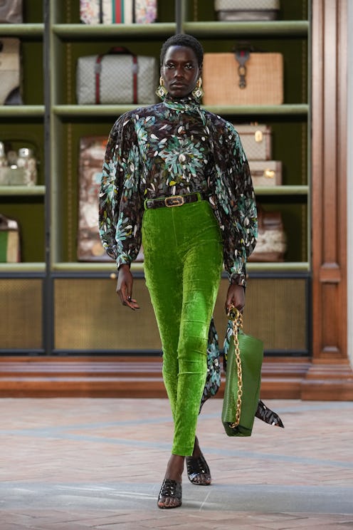 A model walks the runway at the Gucci Cruise 2026 fashion show