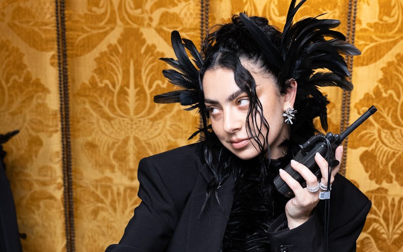 Charli XCX at The Mark Hotel before the 2025 Met Gala: "Superfine: Tailoring Black Style" held at th...