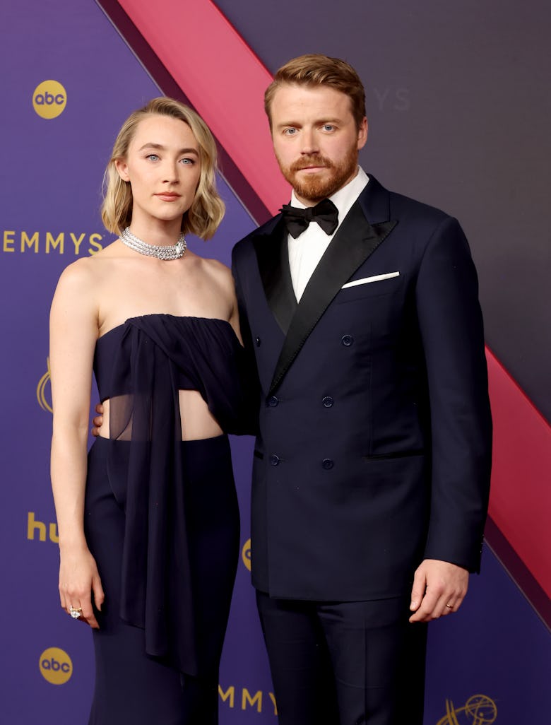 LOS ANGELES, CALIFORNIA - SEPTEMBER 15: (L-R) Saoirse Ronan and Jack Lowden attend the 76th Primetim...