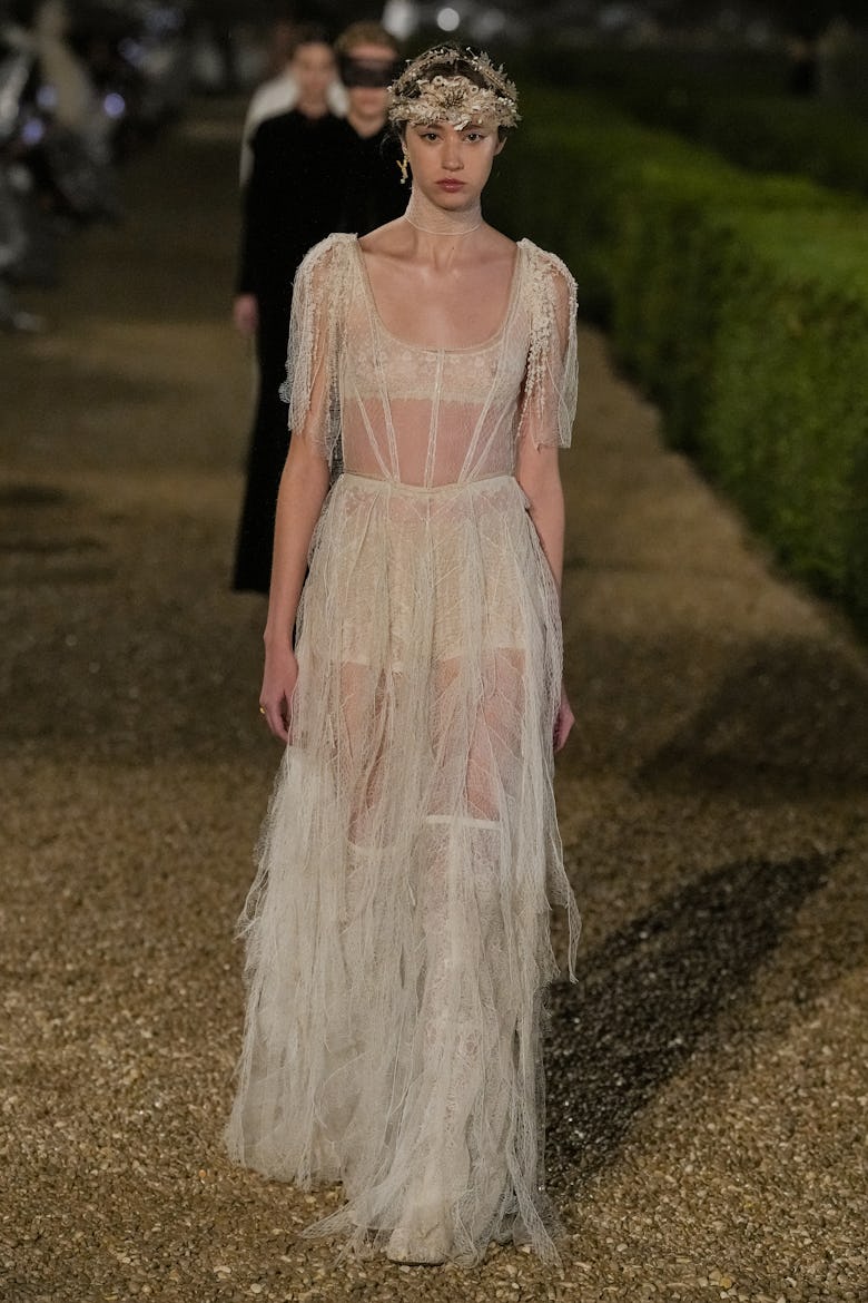 A model at the Dior Cruise 2026 show held at the Villa Albani Torlonia on May 27, 2025 in Rome, Ital...