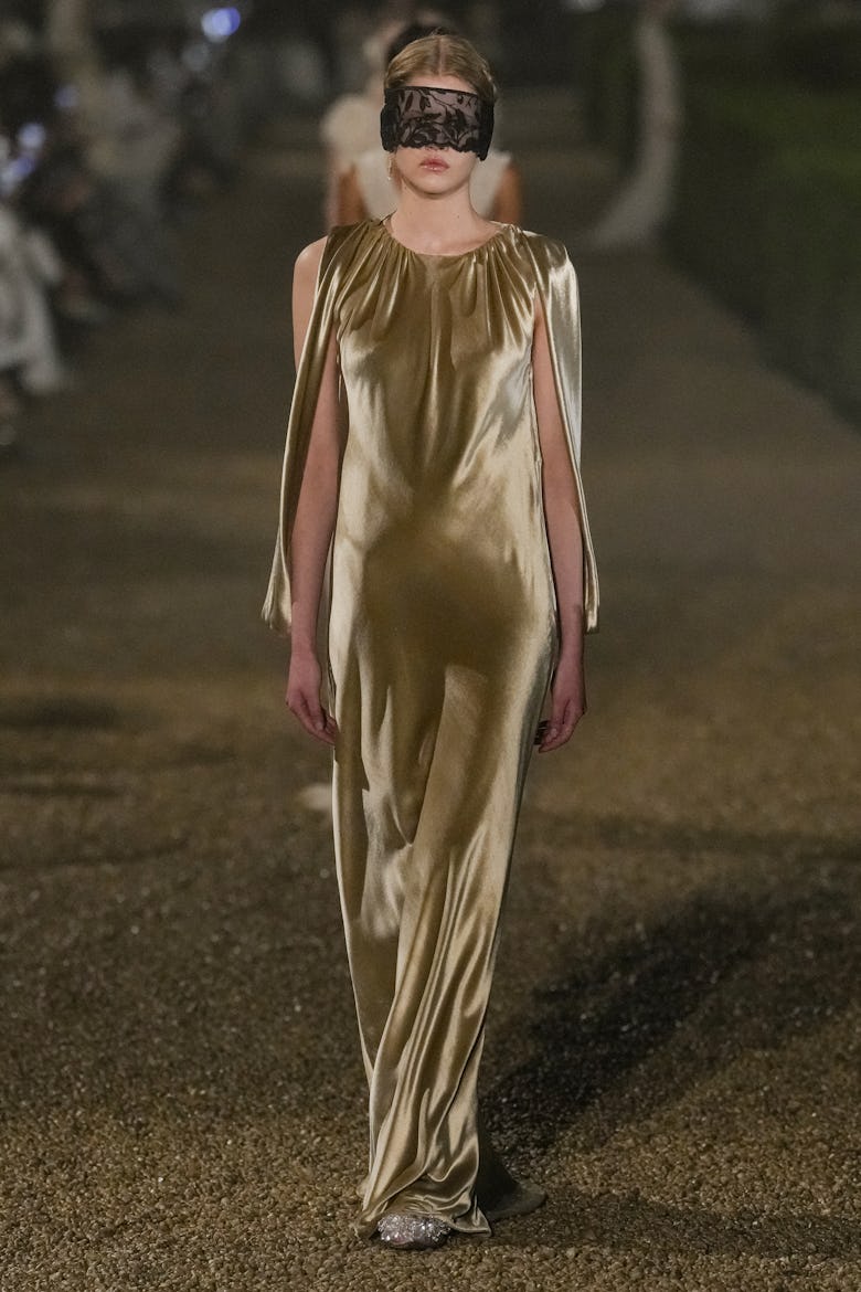 A model at the Dior Cruise 2026 show held at the Villa Albani Torlonia on May 27, 2025 in Rome, Ital...