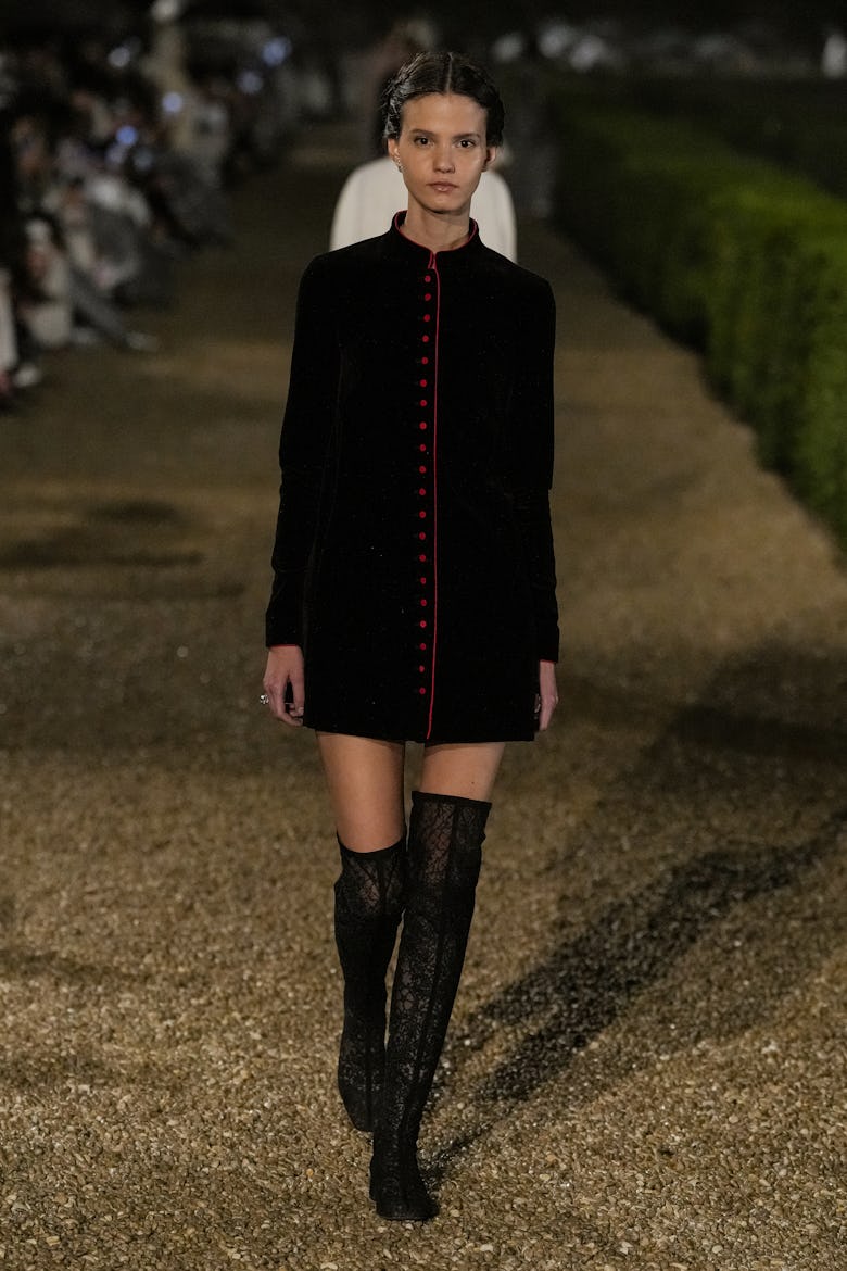 A model at the Dior Cruise 2026 show held at the Villa Albani Torlonia on May 27, 2025 in Rome, Ital...