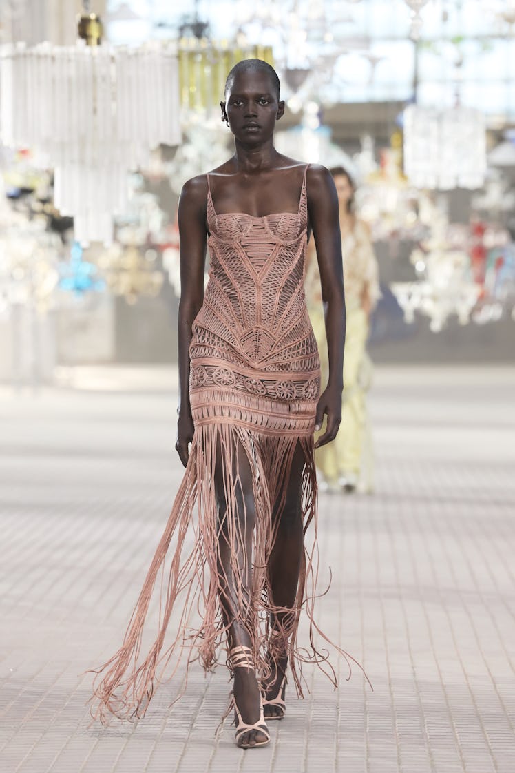 MILAN, ITALY - SEPTEMBER 21: A model walks the runway at the The Attico fashion show during the Mila...