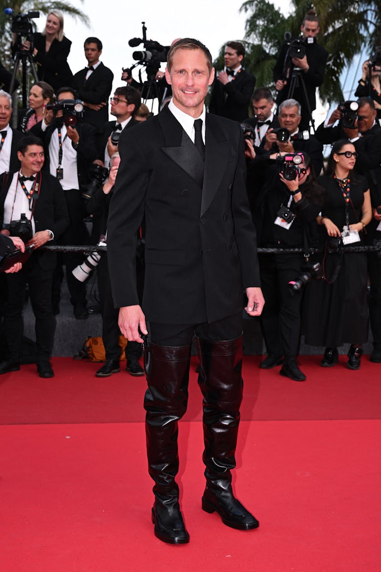 Swedish actor Alexander Skarsgard arrives for the screening of the film "Pillion" at the 78th editio...