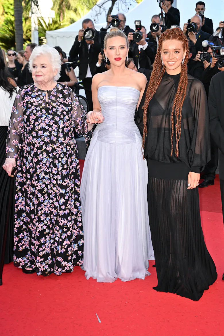 June Squibb, Scarlett Johansson and Erin Kellyman attend the "Vie Privée" (A Private Life) red carpe...