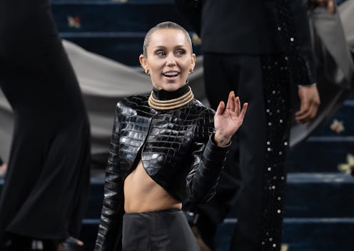 NEW YORK, NEW YORK - MAY 05: Miley Cyrus attends the 2025 Met Gala celebrating "Superfine: Tailoring...