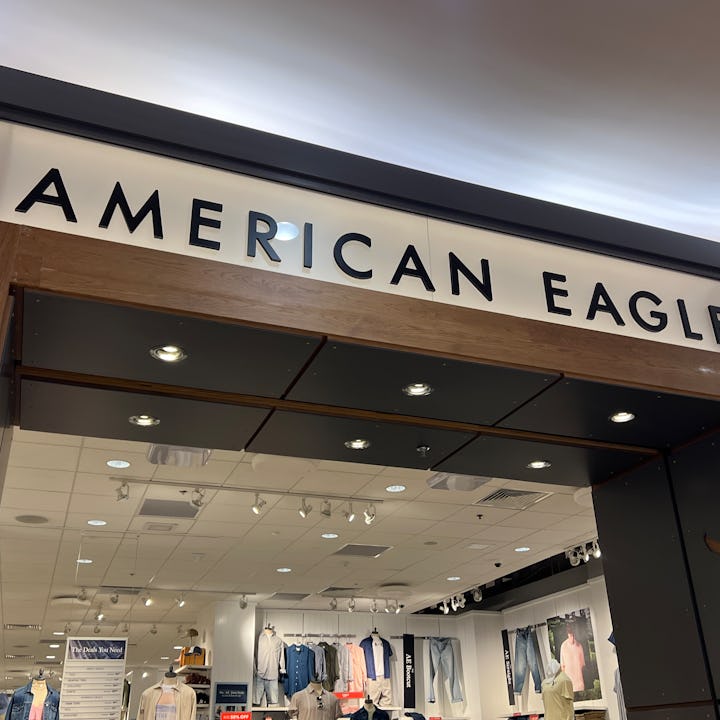 MIAMI, FLORIDA - APRIL 04: An American Eagle sign hangs over the entrance to the store on April 04, ...
